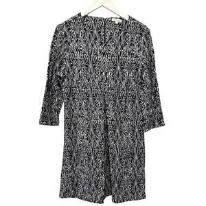 Tyler Boe Size Large Black White Brocade Euro Summer Work Boho Sweater Dress